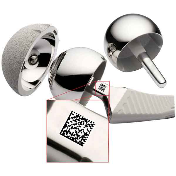 laser marking on medical equipment Hip Balls 