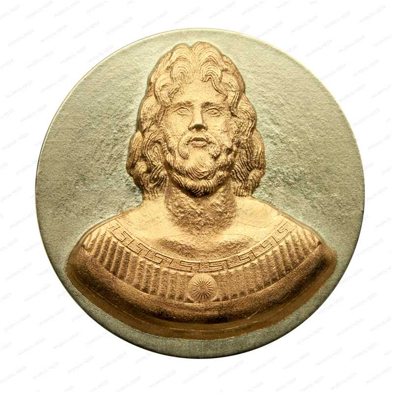 Laser deep engraving 3D coin art Zeus