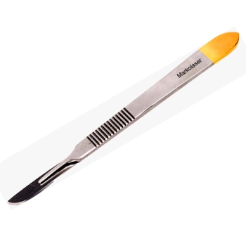 Medical Grade Stainless Steel Scalpel Handle Featuring High Contrast Laser Annealing For UDI Tracking.