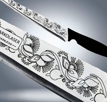 Black carbon migration laser marking on stainless steel knife