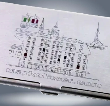 Laser annealing on SS 410 stainless steel business card holder
